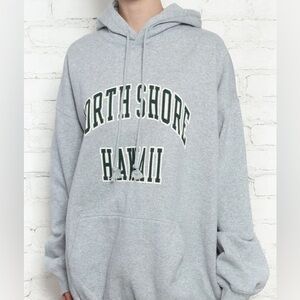 Brandy Melville Gray Hoodie with Green Print
